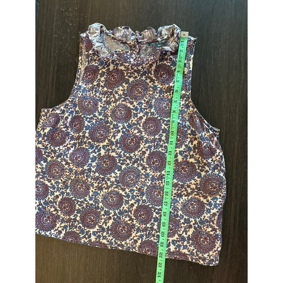 J.Crew Floral Paisley Print Sleeveless Linen Top With Ruffle Collar Size M - Picture 5 of 8